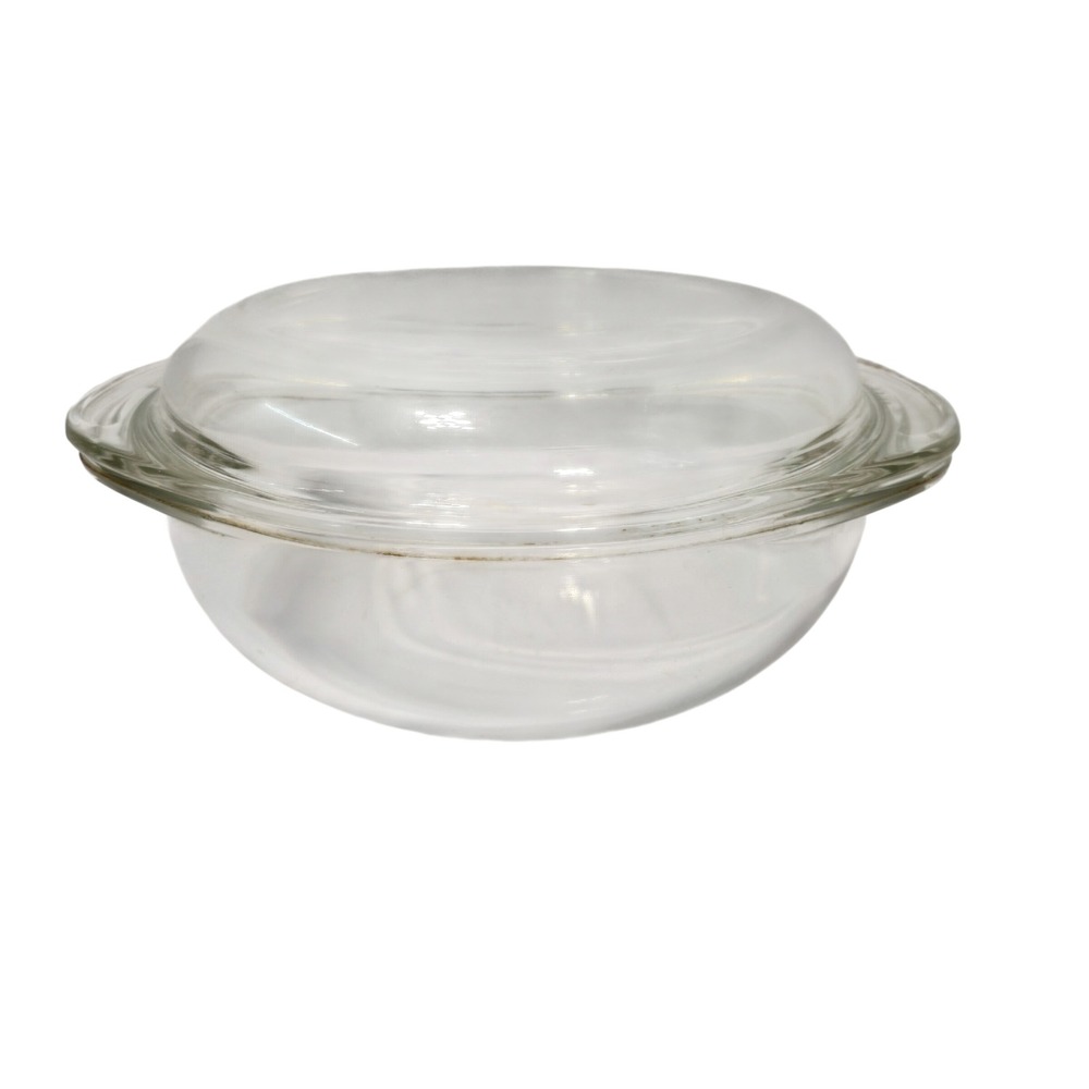 Vintage Pyrex 023 1.5 QT Clear Glass Round Casserole Dish with Lid Made in USA*